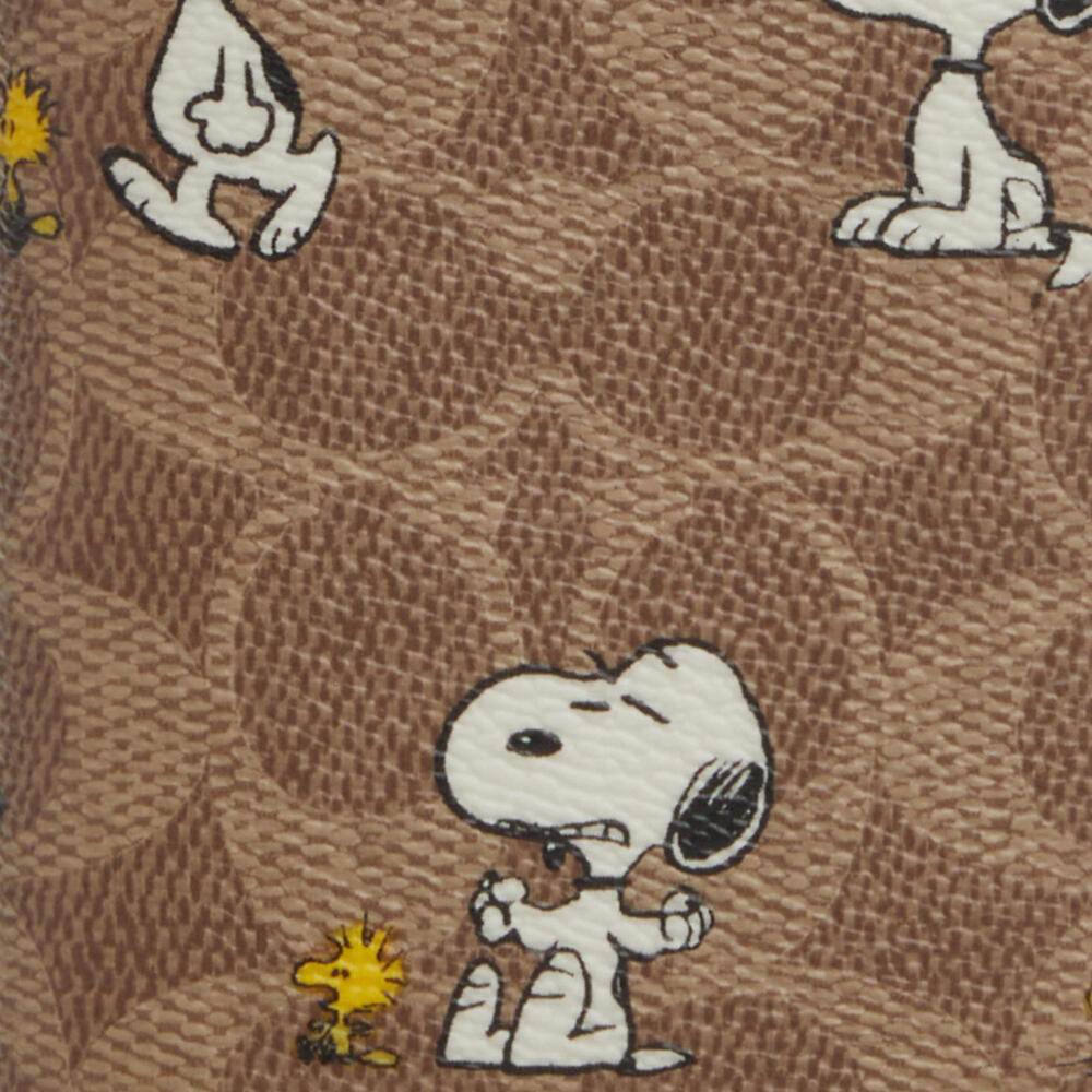 Coach X Peanuts Id Card Wallet In Signature Canvas With Snoopy Print